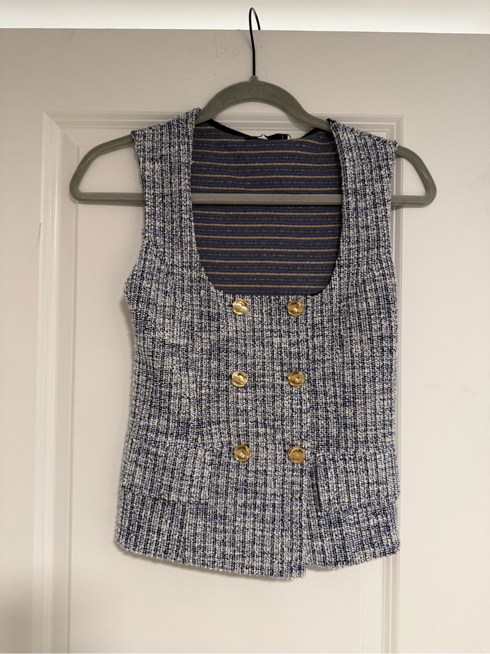 Zara blue tweed skirt and top set
